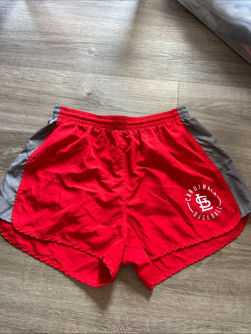 PINK Victoria's Secret Red Athletic Shorts with Gray Panels